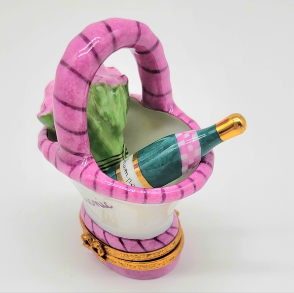 Limoges Accents Authentic Limoges Picnic Basket Trinket Box W